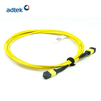 Certified MPO-MPO Female to Female Single Mode Fiber Optic Cable Assemblies PVC/LSZH Yellow